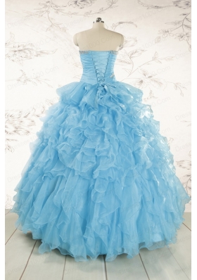 Baby Blue 2015 Prefect Quinceanera Dresses with Beading and Ruffles