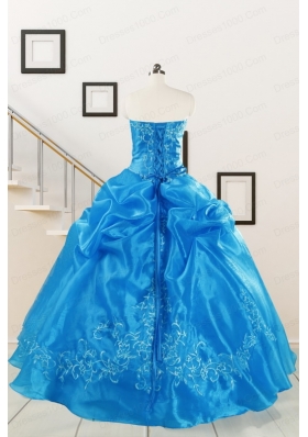 Classical Baby Blue Quinceanera Dresses with Embroidery for 2015