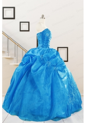 Classical Baby Blue Quinceanera Dresses with Embroidery for 2015