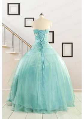 Discount Blue Quinceanera Dresses with Appliques for 2015