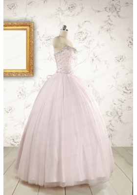 Light Pink  Beading Pretty Quinceanera Dresses for 2015