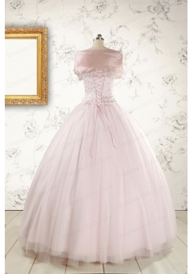 Light Pink  Beading Pretty Quinceanera Dresses for 2015