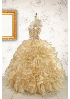 Luxurious Champagne Quinceanera Dresses with Beading