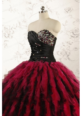 Luxurious Sweetheart Beading Quinceanera Dresses in Red and Black