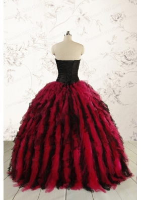 Luxurious Sweetheart Beading Quinceanera Dresses in Red and Black