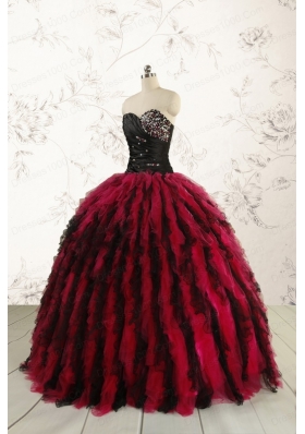 Luxurious Sweetheart Beading Quinceanera Dresses in Red and Black
