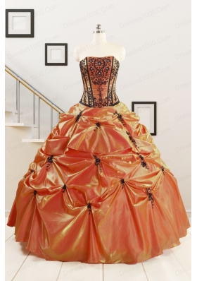 Orange Red and Black Sweetheart Appliques Quinceanera Dresses with Wraps
