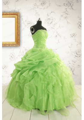 Perfect Green Quinceanera Dresses with Beading and Ruffles