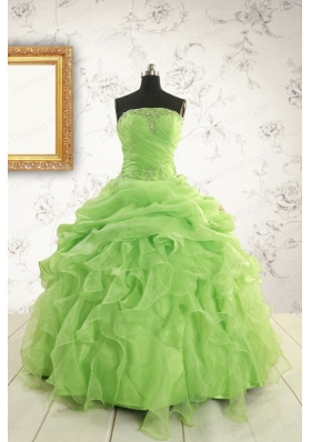Perfect Green Quinceanera Dresses with Beading and Ruffles