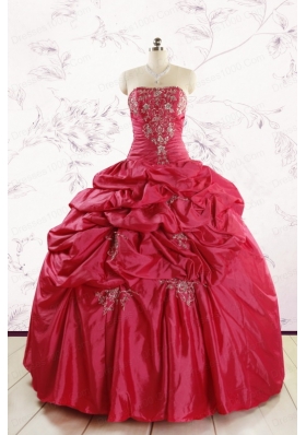 2015 Appliques Pretty Quinceanera Dresses with Strapless