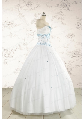 2015 Beautiful Appliques and Beading White Quinceanera Dresses