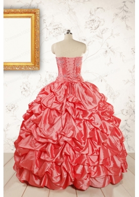 2015 Beautiful Sweetheart Beading Quinceanera Dresses in Watermelon
