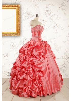 2015 Beautiful Sweetheart Beading Quinceanera Dresses in Watermelon