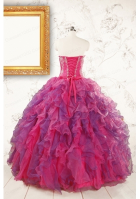 2015 Beautifull Multi Color Quinceanera Dresses with Appliques and Ruffles