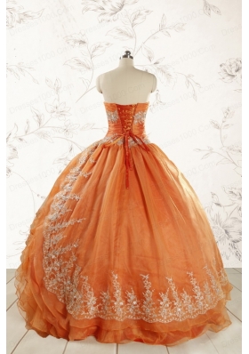 2015 Cheap Appliques Quinceanera Dresses in Orange