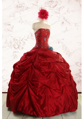 2015 Cheap Strapless Quinceanera Dresses with Beading