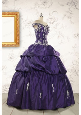 2015 Latest Off The Shoulder Appliques Quinceanera Dresses in Purple