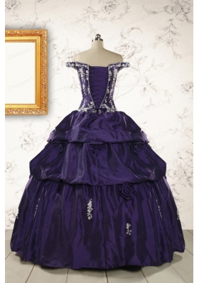 2015 Latest Off The Shoulder Appliques Quinceanera Dresses in Purple