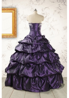 2015 Modern Sweetheart Purple Quinceanera Dresses with Appliques