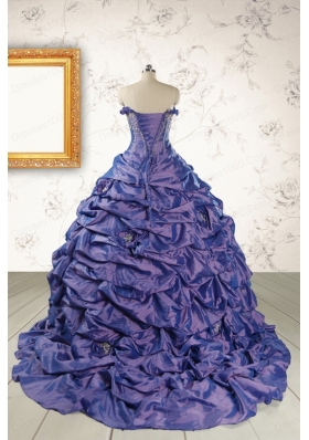 2015 Unique Purple Quinceanera Dresses with Brush Train