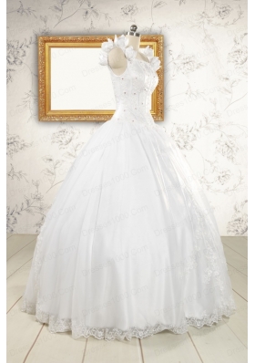 2015 Wonderful  White Quinceanera Dresses with Appliques and Beading