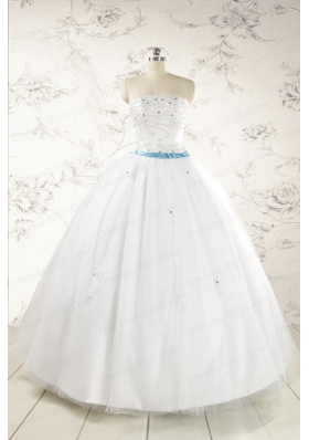 Appliques White Cheap Quinceanera Dresses with Wraps for 2015
