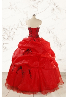 Most Popular Appliques Red Quinceanera Dresses for 2015