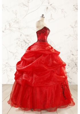 Most Popular Appliques Red Quinceanera Dresses for 2015