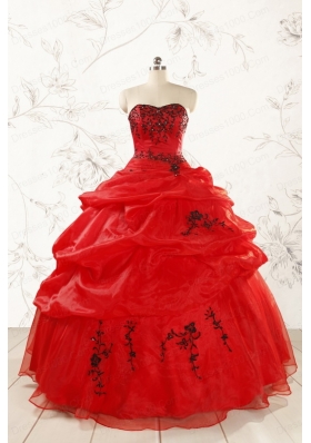 Most Popular Appliques Red Quinceanera Dresses for 2015