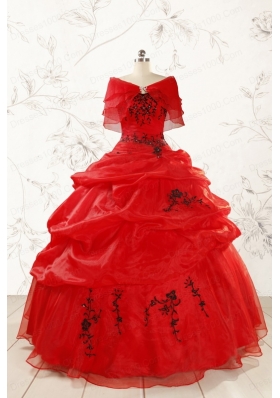 Most Popular Appliques Red Quinceanera Dresses for 2015