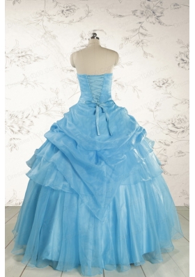 Pretty Aqua Blue Quinceanera Dresses with Appliques for 2015