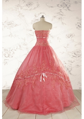 Watermelon Cheap Appliques Quinceanera Dresses for 2015