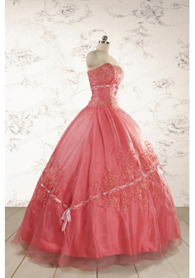 Watermelon Cheap Appliques Quinceanera Dresses for 2015