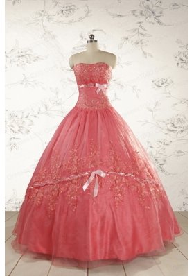 Watermelon Cheap Appliques Quinceanera Dresses for 2015