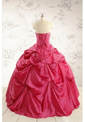 2015 Cheap Appliques Quinceanera Dresses in Hot Pink