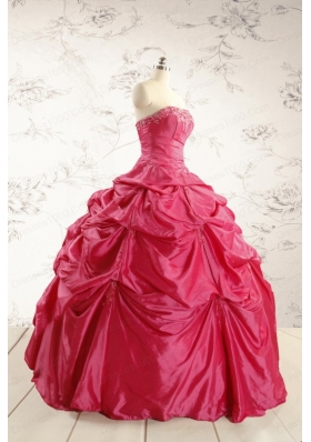 2015 Cheap Appliques Quinceanera Dresses in Hot Pink