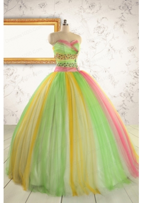 2015 Elegant Sweet 16 Dresses in Multi-color with Beading