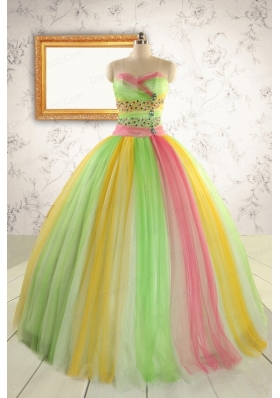 2015 Elegant Sweet 16 Dresses in Multi-color with Beading