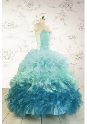 2015 Prefect Multi Color Quinceanera Dresses with Beading and Ruffles