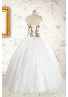 2015 The Super Hot Tulle Strapless Sequins White Quinceanera Dresses