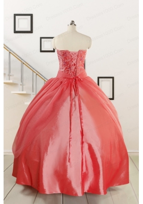 Cheap Strapless Ball Gown Quinceanera Dresses in Watermelon for 2015