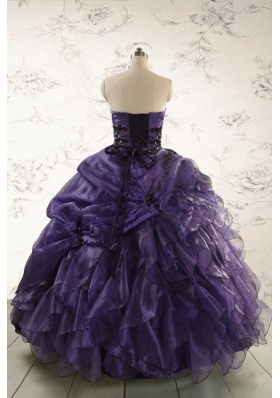 Elegant Sweetheart Appliques Purple Quinceanera Dress for 2015