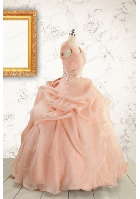 New Style Beading Quinceanera Dresses in Peach For 2015