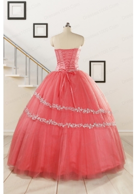 New Style Watermelon Quinceanera Dresses with Beading for 2015