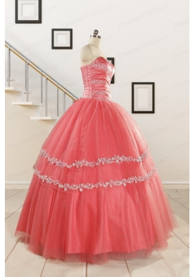 New Style Watermelon Quinceanera Dresses with Beading for 2015