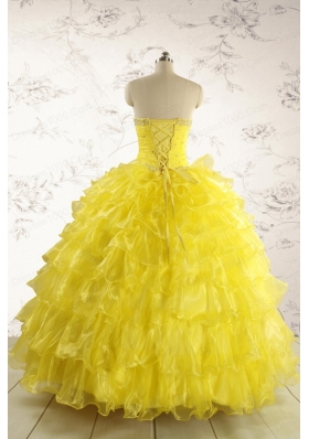 New Style Yellow Quinceanera Dresses with Beading and Ruffles