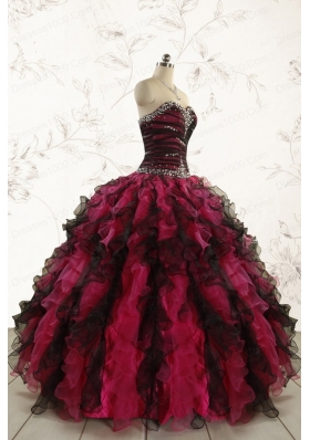 Perfect Beading Multi Color 2015 Quinceanera Dresses with Sweetheart