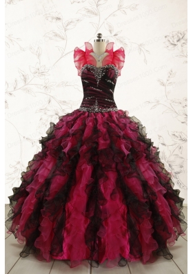 Perfect Beading Multi Color 2015 Quinceanera Dresses with Sweetheart