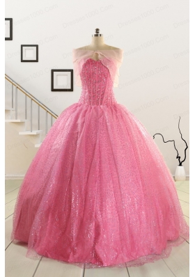 Simple Sweetheart Sequins Quinceanera Dress in Rose Pink For 2015