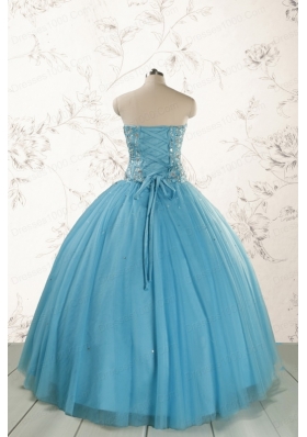 2015 Brand New Style Ball Gown Beading Quinceanera Dress in Baby Blue